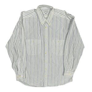 Harry Rosen Dress Shirt Striped Long Sleeve White Cotton 15 1/2 Medium